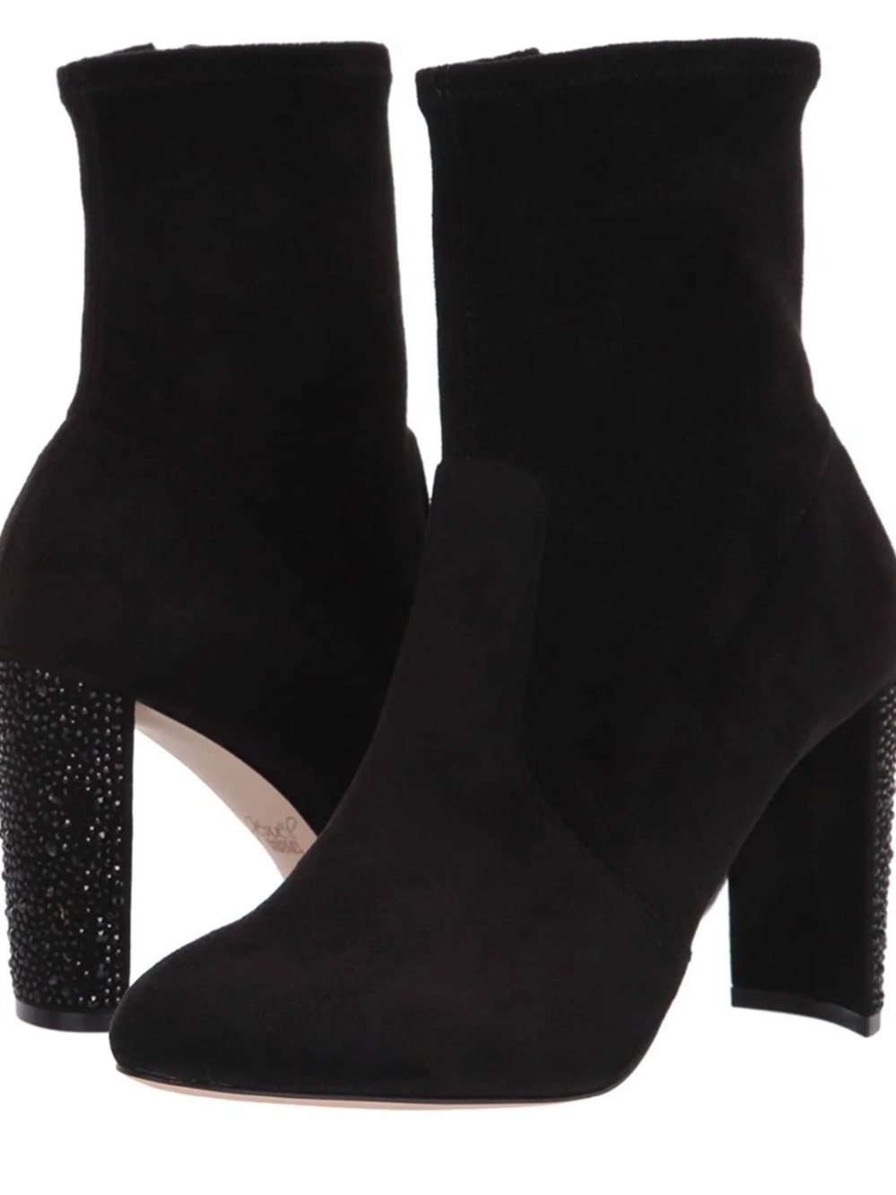 Badgley Mischka Jewel Women's Black Suede Block Heel Ankle Boots
